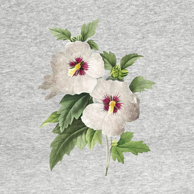 White Flowers painting, Hibiscus by T-SHIRT-2020